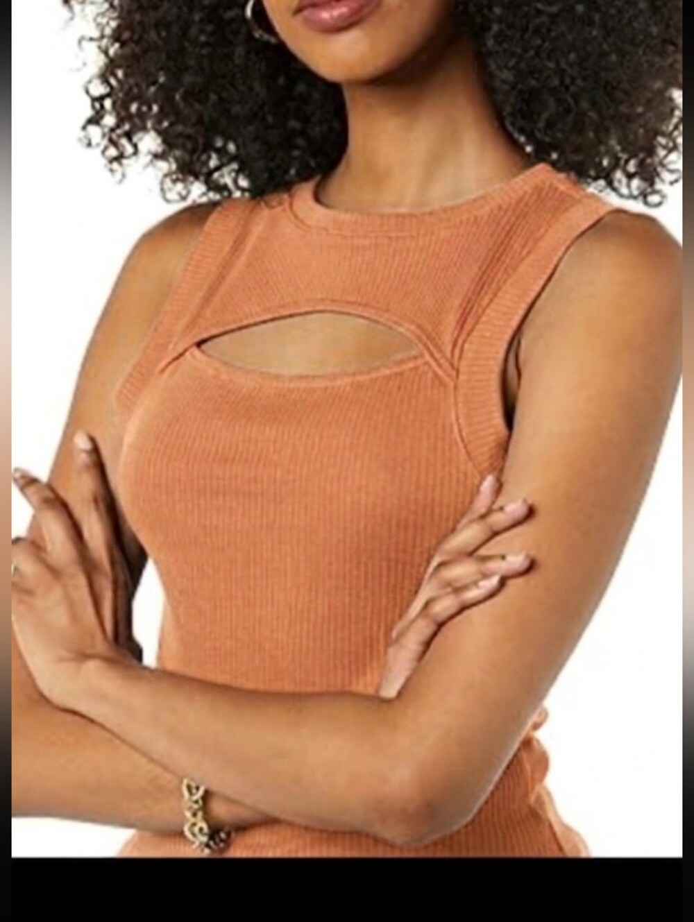 Terea Ava Ribbed Cut out tank Terracotta Size Large